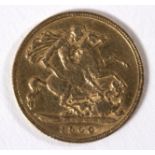 A Victorian gold half-sovereign dated 1900