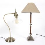 Two modern lamps, one with etched glass shade, 45cm high,