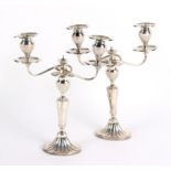 A pair of silver two-light table lights, Mappin & Webb, Sheffield 1896,