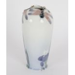 Rorstrand/Swedish porcelain vase/decorated dragonflies and irises,