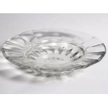 Baccarat/Clear glass circular charger/with serrated border and star cut base, circular etched mark,