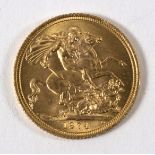 A Queen Elizabeth II gold sovereign dated 1974