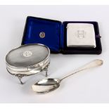 A silver card case, monogrammed and dated 1905, retailed by Lowe & Sons, Chester, cased,