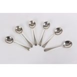 Six old English pattern silver soup spoons, Walker & Hall, Sheffield 1930,