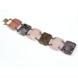 A hardstone bracelet of six varied oblong specimen stones,
