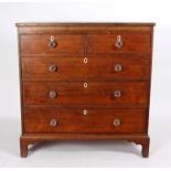 A 19th Century oak and crossbanded chest of two short over three long drawers, on bracket feet, 107.