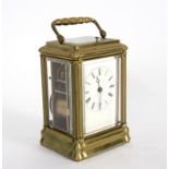A gilt brass half-hour strike hour-repeat carriage clock,