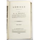Senac de Meilhan (Gabriel) L'Emigré, 4 vols., Brunswick 1797. 12mo.