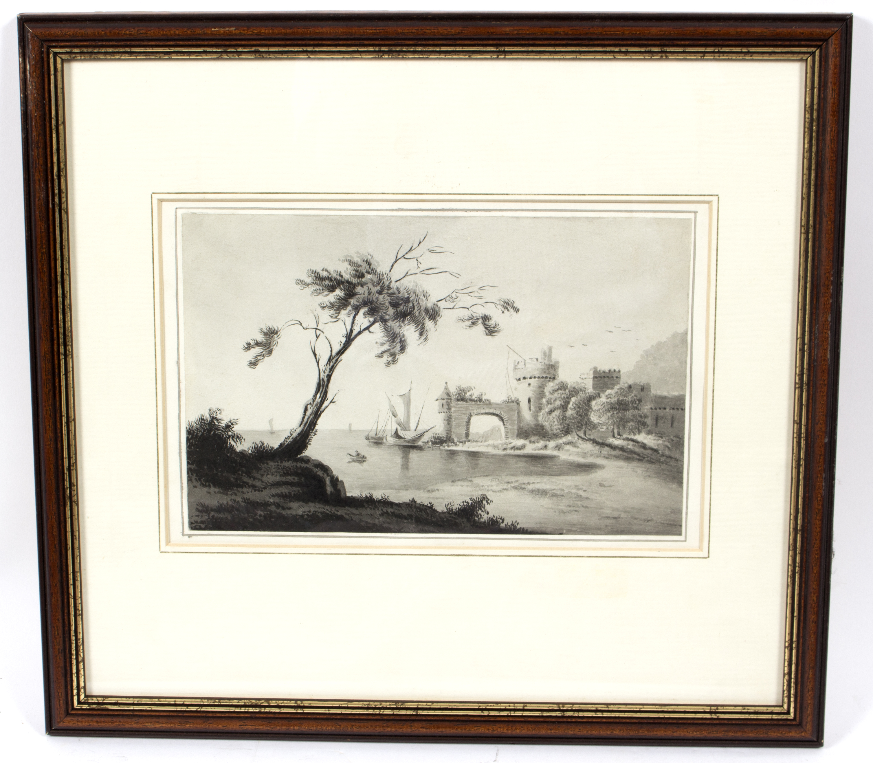 Attributed to Moses Griffith (British 1747-1819)/Coastal Capriccio/pencil and wash,