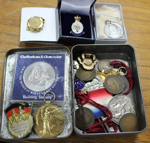 A World War I trio to L J Smith and a small quantity of sundry medals and coins