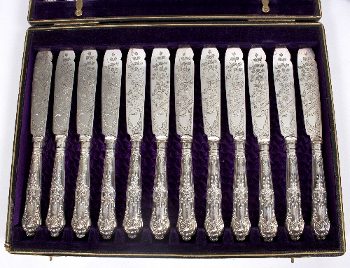 A set of four silver salts, marks rubbed, of lobed form, twelve silver apostle teaspoons, HW, - Image 2 of 4