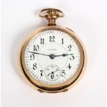 An Illinois rolled gold pocket watch with subsidiary dial, numbered 2329717, inscribed 'A Lincoln,