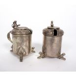 A pair of Norwegian silver mustard pots, Marius Hammer, 830 standard, each of peg tankard form,