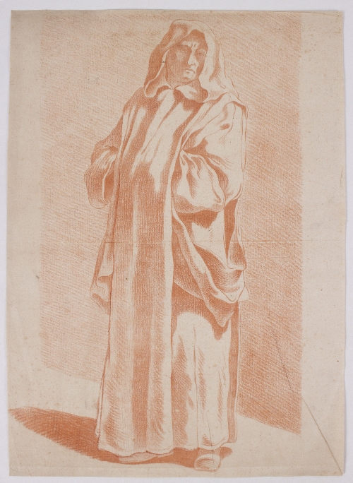 18th Century French School/Study of a Monk/ red chalk,