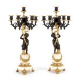 A pair of 19th Century six-light candelabra,