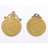 Two George III gold spade guineas, 1787 and 1790,