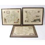 After Janssen and others/three 17th Century English County Maps/framed and glazed