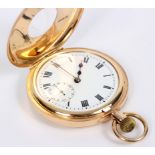 A 9ct gold half hunter pocket watch, with subsidiary dial,