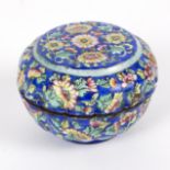 A Cantonese enamel box, 19th Century, decorated flowerheads to a sky blue ground, 8.