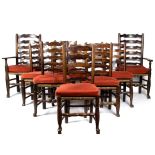 A set of ten ladder back chairs,