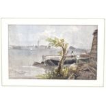 Albert Fleetwood Varley (British 1804-1876)/Barge on the Thames at Chiswick/watercolour,