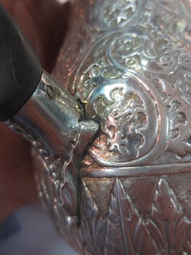 A Victorian silver coffee pot, Charles Stuart Harris, London 1879, with Eastern style decoration, - Image 4 of 4