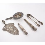 A quantity of Continental white metal including a tea strainer etc.