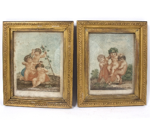 Edmund Scott (1758-1811)/After George Morland/Putti/a pair/hand coloured stipple engravings/the