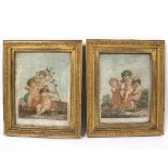 Edmund Scott (1758-1811)/After George Morland/Putti/a pair/hand coloured stipple engravings/the