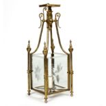 A gilt metal mounted hall lantern of square shape,