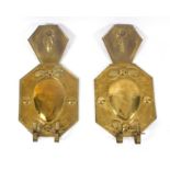 A pair of 18th Century Dutch style brass wall sconces,