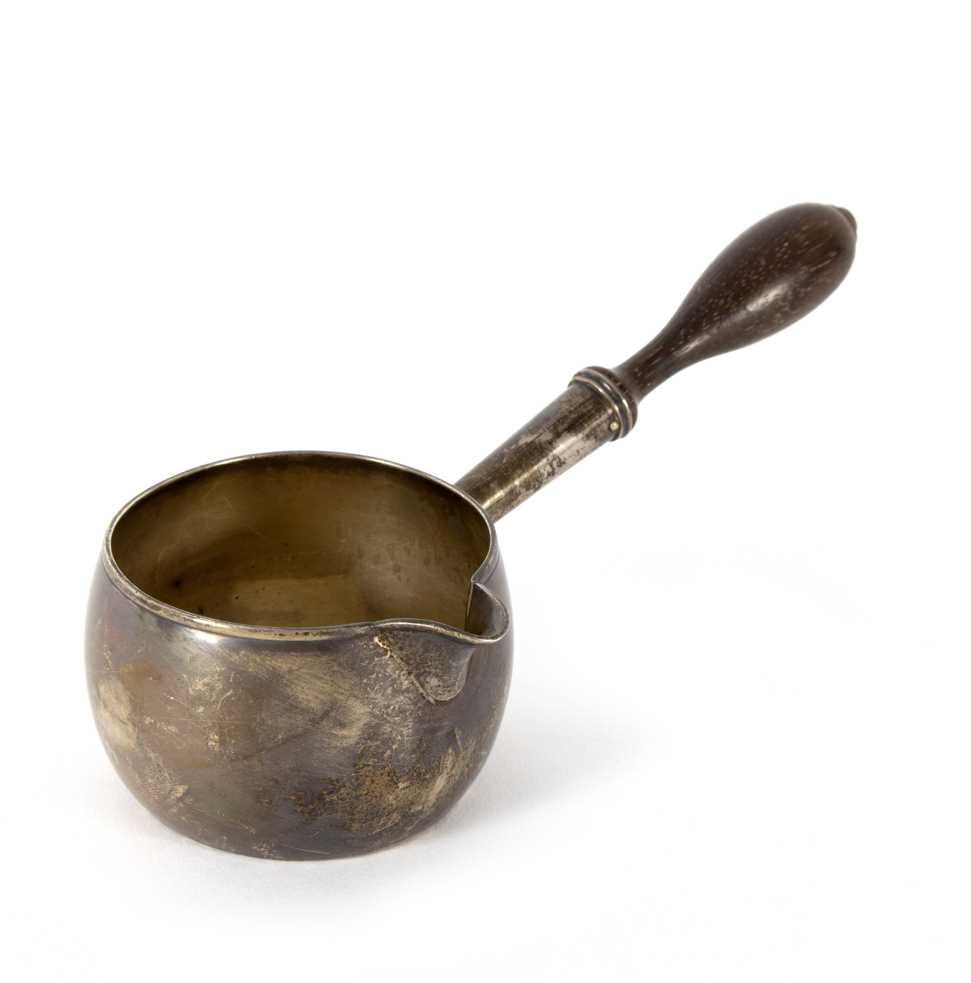 A provincial silver brandy warmer, Christian John Reid, Newcastle 1871, with turned wood handle, - Image 2 of 2