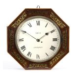 A fine Regency rosewood wall clock,