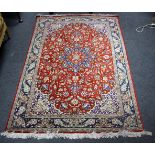 A Tabriz silk rug, North West Persia, signed,