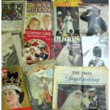 A box of magazines, newspapers and brochures relating to the Royal Family,