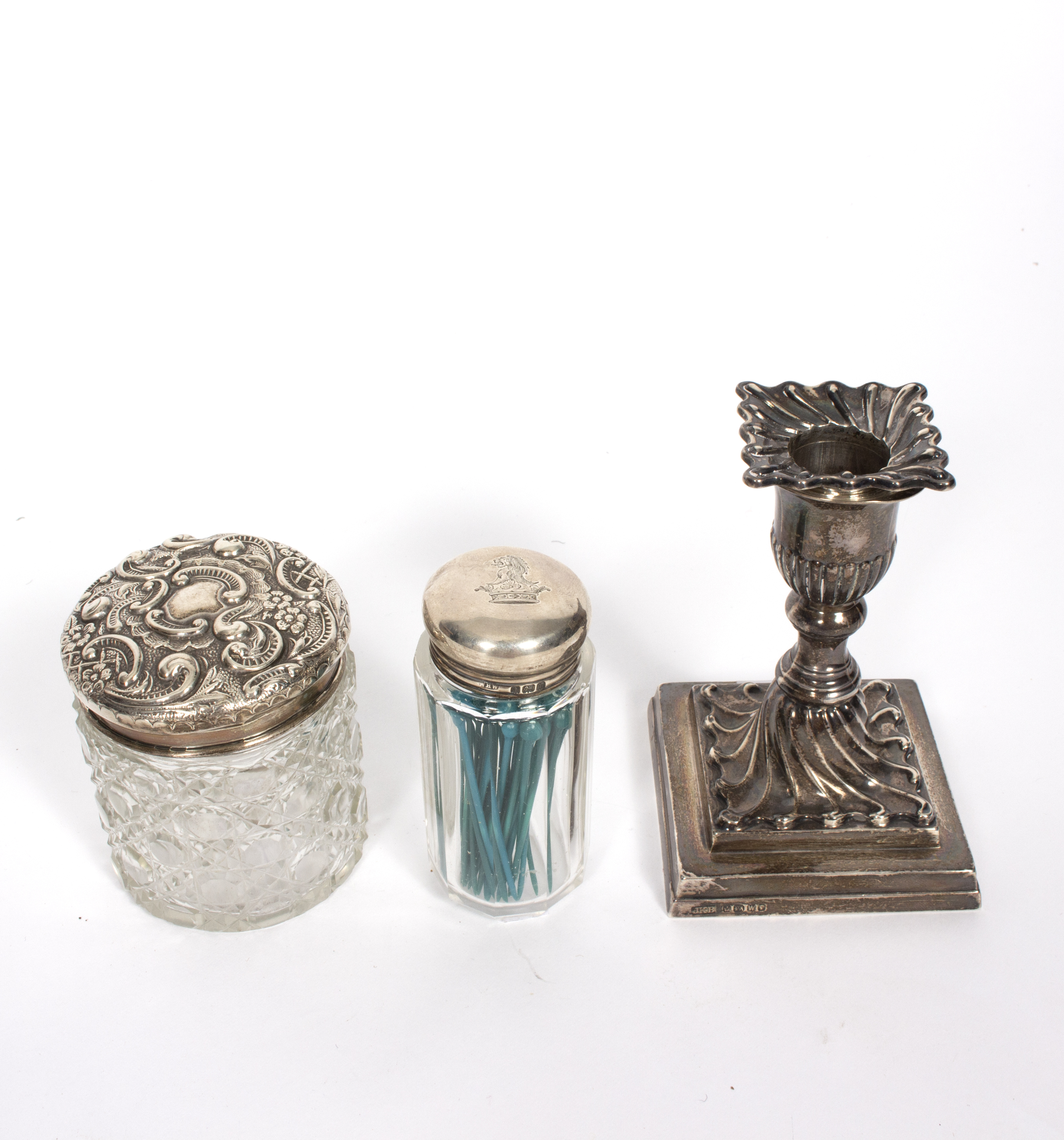 A silver desk candlestick, 11.