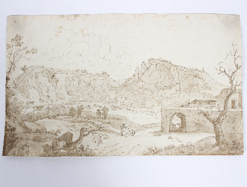 17th Century Italian School/Figures in a Landscape/initialled PA/ink sketch, 21.