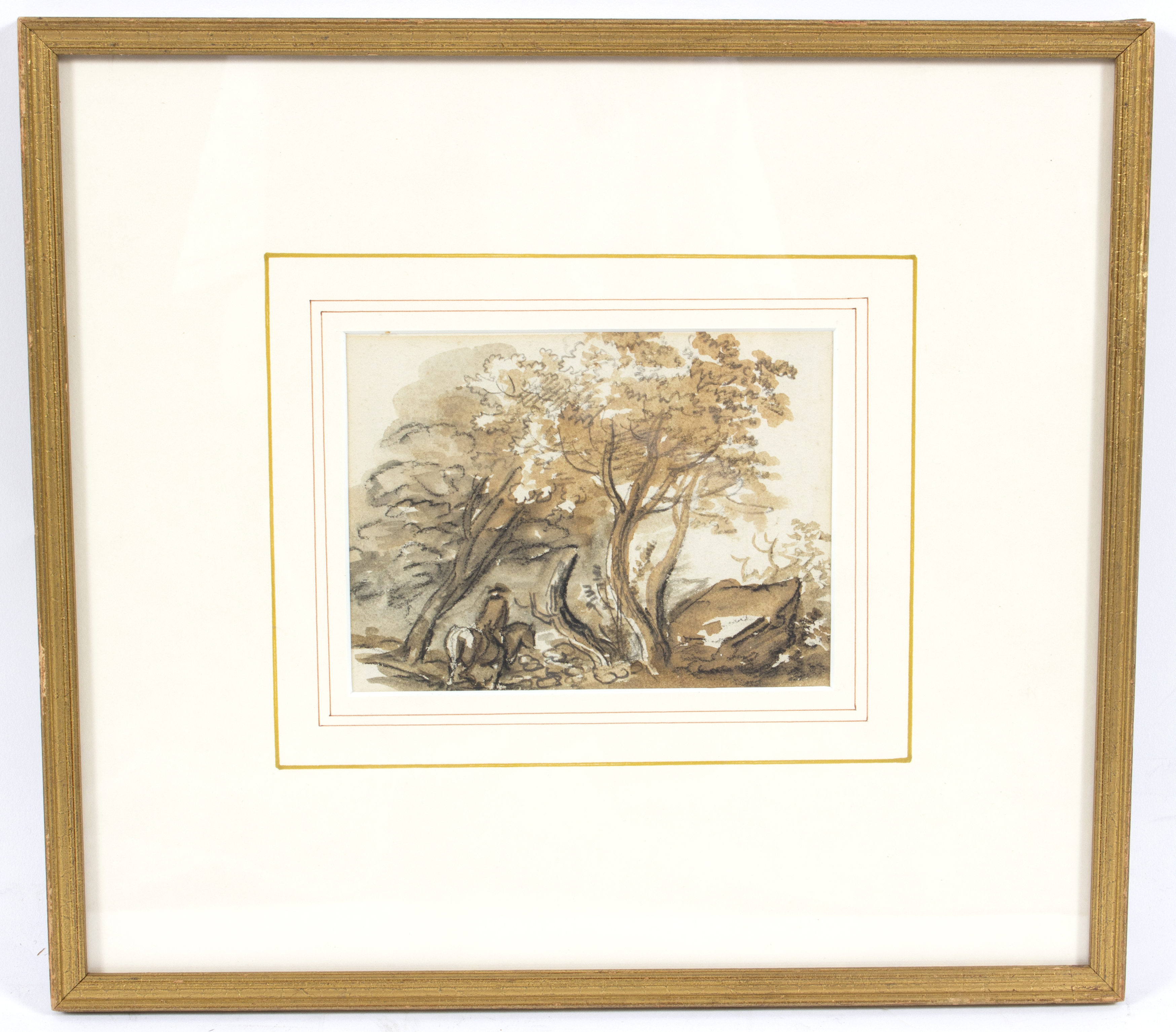 Attributed to Paul Sandby (1725-1809)/Horse and Rider in Woodland/pencil and wash, 12cm x 16cm - Image 2 of 3