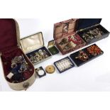 A quantity of costume and silver jewellery to include Scottish brooches,