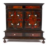 A Queen Anne walnut, tortoiseshell and ivory collectors cabinet,