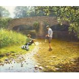 Tony Sheath (British, born 1946)/Boys Fishing/signed/oil on canvas,