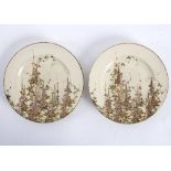 A pair of Japanese satsuma tea plates, painted fox gloves,