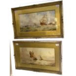 C Montagne/Boats at Sea/a pair/signed/watercolour, each 23.