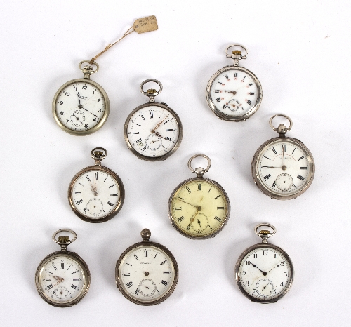 A group of silver cased pocket watches,