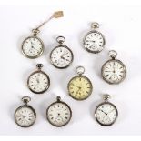 A group of silver cased pocket watches,