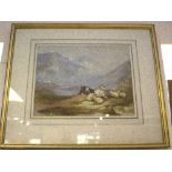 19th Century Scottish School/Highland Cattle in a Mountainous Landscape/watercolour,