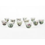 Twelve Chinese porcelain month cups, Republic period, circa 1940,