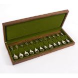 A set of Royal Horticultural Society silver flower spoons, a set of twelve spoons by John Pinches,