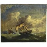 19th Century English School/Off Falmouth, Shipping on a Rough Sea/oil on canvas,