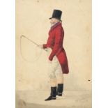 Richard Dighton (British 1795-1880)/Portrait of a Man in Hunting Attire/watercolour, 29cm x 20.